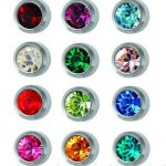 Сережки-голки Дюжина (12 пар) Studex / Nina / Caflon R213W завальцовані з кольоровим камінням