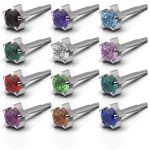 Сережки-голки Дюжина (12 пар) Studex / Nina / Caflon R113W крапан з кольоровим камінням