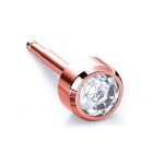 Сережки для проколу вух Nina білий кришталь (завальц. рожеве покриття)