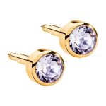 Сережки для проколу вух Nina, білий кришталь (завальц. в золоті)