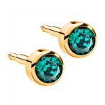 Сережки для проколу вух Nina, смарагдові (завальц.в золоті)