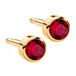 Сережки для проколу вух Nina, рубін (завальц. в золоті)