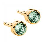 Сережки для проколу вух Nina, зелені (завальц. в золоті)