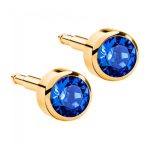 Сережки для проколу вух Nina, сапфір (завальц. в золоті)