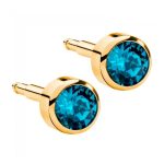 Сережки для проколу вух Nina, блакитний циркон (завальц. в золоті)