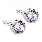 Сережки для проколу вух Nina, білий кришталь (без покриття)