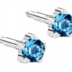 Сережки для проколу вух Nina, аквамарін (крапан без покриття)