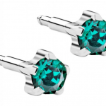 Сережки для проколу вух Nina, смарагдові (крапан без покриття)