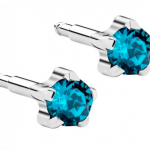 Сережки для проколу вух Nina, блакитний циркон (крапан без покриття)