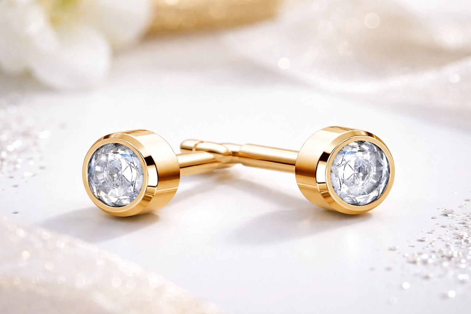Сережки пусети купити System r993 — золоті гвоздики з прозорим камінням для проколу вух