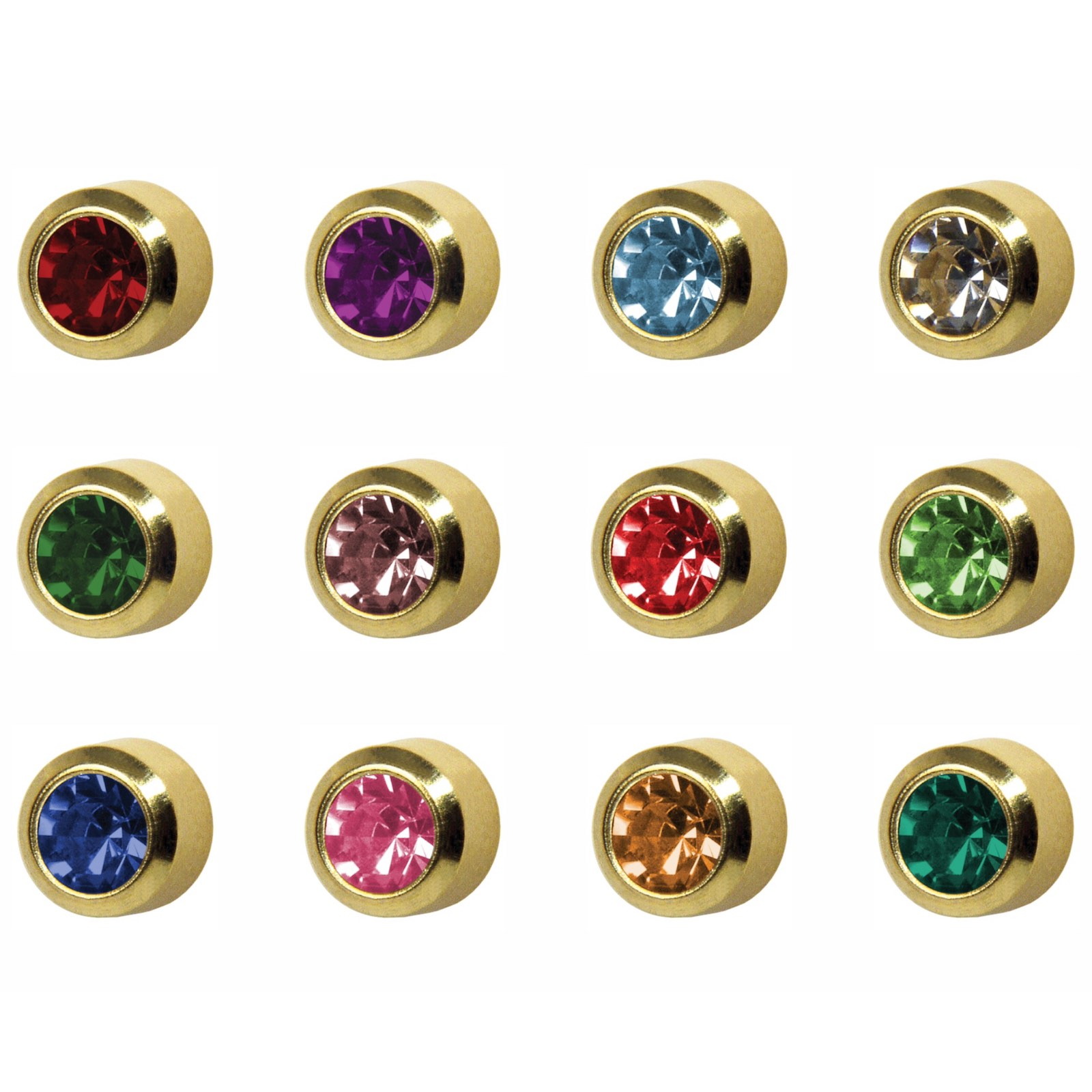 зображення_viber_2026-02-28_13-29-23-676 Сережки-голки Дюжина (12 пар) Studex 213GS завальцовані з кольоровим камінням - Зображення 1