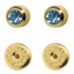 Сережки для проколу вух Studex, аквамарин завальцівка (з покриттям)