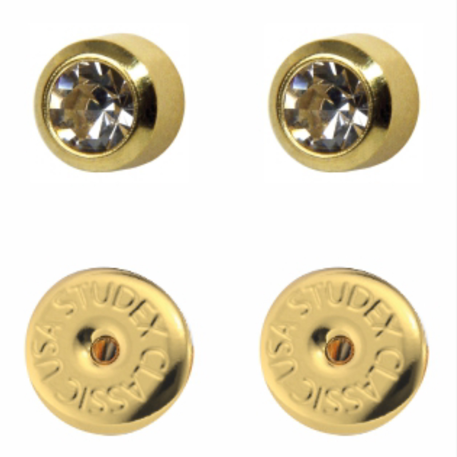 зображення_viber_2026-03-11_15-58-26-246 Сережки для проколу вух Studex, білий кришталь завальцівка (з покриттям) - Зображення 1