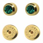 Сережки для проколу вух Studex, блакитний циркон завальцівка (з покриттям)